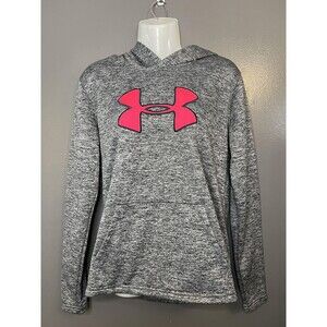 Under Armour Hoodie Womens Small Gray ColdGear Storm Logo Fleece Pullover